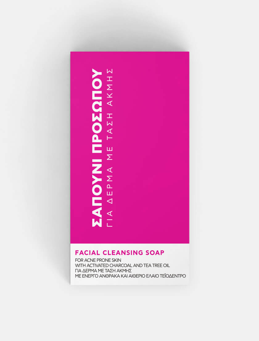 Σαπούνι προσώπου για δέρμα με τάση ακμής Bee Factor με ενεργό άνθρακα και έλαιο τεϊόδεντρου, συσκευασία 100g σε ροζ minimal design – ιδανικό για βαθύ καθαρισμό και detox, διαθέσιμο στο eiria.gr.