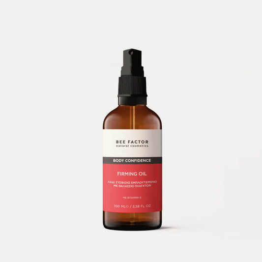 Bee Factor Firming Oil – λάδι σύσφιξης σώματος με θαλάσσιο πλαγκτόν και βιταμίνη Ε, φυσικό καλλυντικό 100ml, προϊόν φωτογραφημένο σε λευκό φόντο για το eiria.gr.