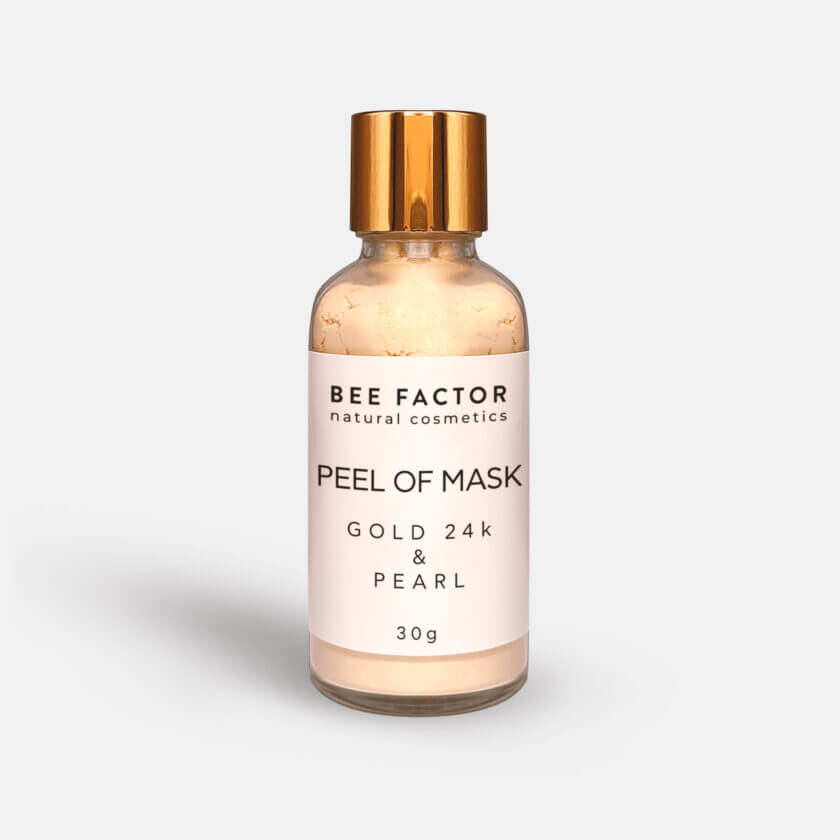 Μπουκάλι Peel Off Μάσκα με Χρυσό 24k και Μαργαράρι 30gr, για ήπιο καθαρισμό και αναζωογόνηση του δέρματος – προσφέρει απαλότητα, λάμψη και ενυδάτωση, διαθέσιμη στο Eiria Cosmetics.